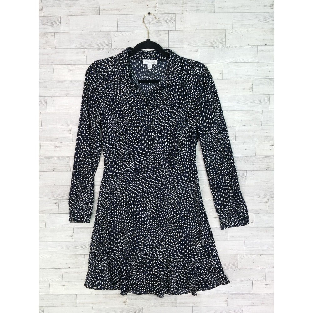 Women's Warehouse Willow Black Blue White Geometric Print Polyester Dress Sz 10